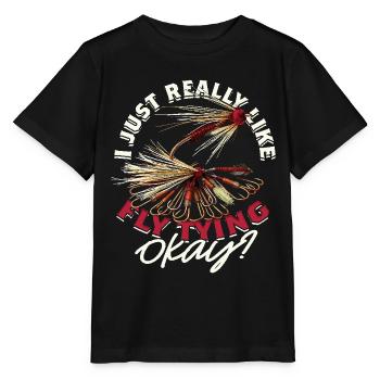 Fly Fishing I Just Really Like Fly Tying Okay? - Stanley/Stella MINI CREATOR Kids’ T-Shirt - black - Front - Mikhail (115cm)
