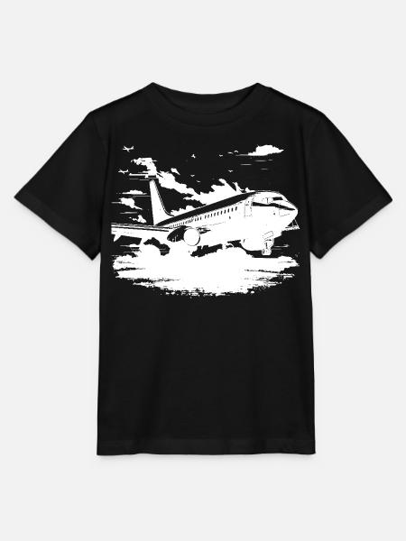 Flugzeug Skizze - Stanley/Stella Kinder T-Shirt MINI CREATOR  - Schwarz