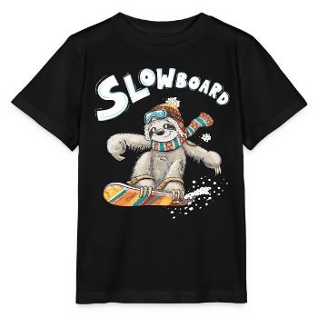 Sloth Snowboard Pun Slowboard Humor Winter Sports - Stanley/Stella MINI CREATOR Kids’ T-Shirt - black - Front - Mikhail (115cm)