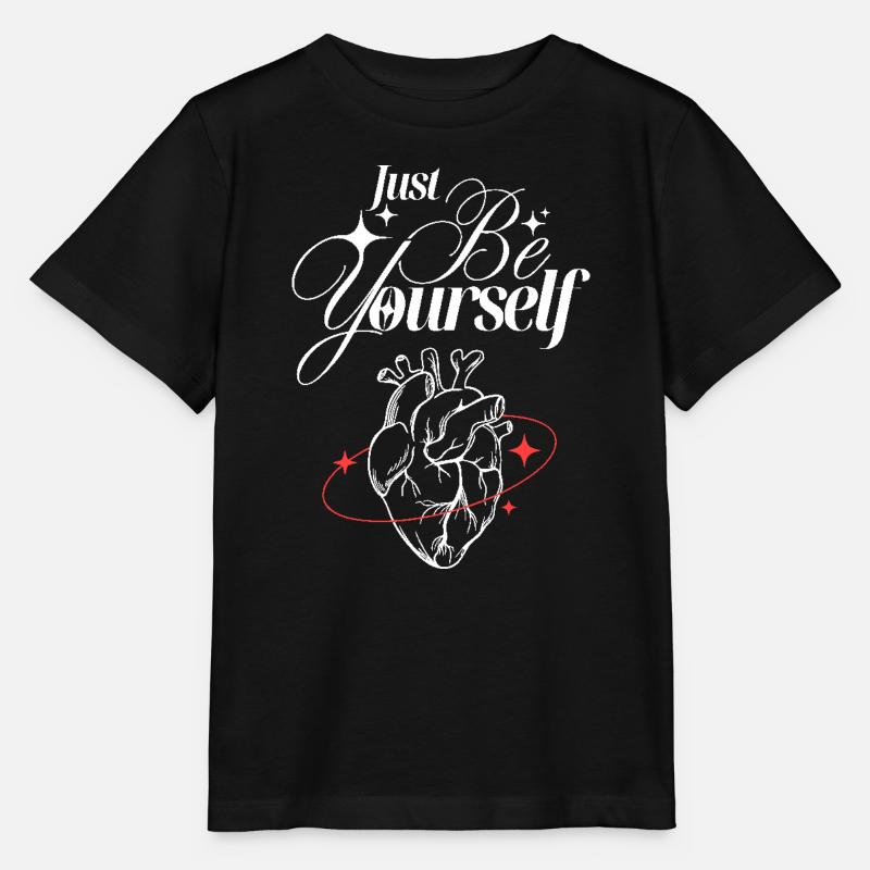 Just Be Yourself – Herz & Selbstliebe - Stanley/Stella Kinder T-Shirt MINI CREATOR  - Schwarz