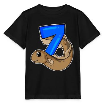 Motif 7ème anniversaire Anguille - 7 ans - T-shirt bio MINI CREATOR Stanley/Stella Enfant - noir - Devant - Mikhail (115cm)