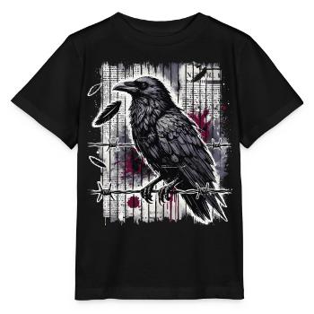 Corbeau sur fil de fer barbelé - Gothic Dark Art - T-shirt bio MINI CREATOR Stanley/Stella Enfant - noir - Devant - Mikhail (115cm)