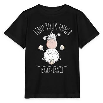 Yoga Sheep Saying Baaa-Lance Word Game - Stanley/Stella MINI CREATOR Kids’ T-Shirt - black - Front - Mikhail (115cm)