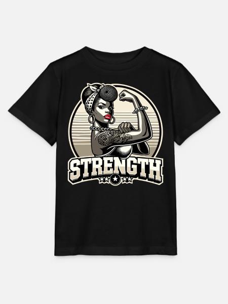 Stärke starke Frau Afroamerikanerin retro Geschenk - Stanley/Stella Kinder T-Shirt MINI CREATOR - Schwarz