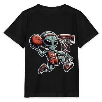 Alien Basketball Dunking - Stanley/Stella MINI CREATOR Kids’ T-Shirt - black - Front - Mikhail (115cm)