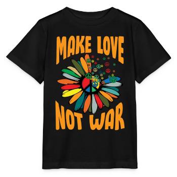 Make Love Not War Flowerpower Hippie - Stanley/Stella Kinder T-Shirt MINI CREATOR  - Schwarz - Vorne - Mikhail (115cm)
