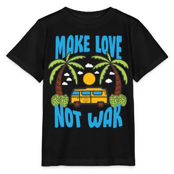 Make Love Not War Flowerpower Hippie - Stanley/Stella Kinder T-Shirt MINI CREATOR  - Schwarz - Vorne - Mikhail (115cm)