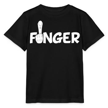 The finger (white) - Stanley/Stella MINI CREATOR Kids’ T-Shirt - black - Front - Mikhail (115cm)