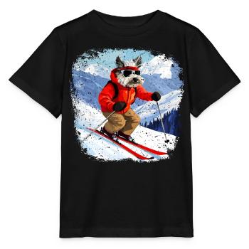 Chien de ski - T-shirt bio MINI CREATOR Stanley/Stella Enfant - noir - Devant - Mikhail (115cm)