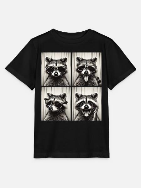 Fotobox Waschbär mit Sonnenbrille - Stanley/Stella Kinder T-Shirt MINI CREATOR - Schwarz