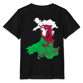 Flagge von Wales, walisischer Stolz - Stanley/Stella Kinder T-Shirt MINI CREATOR  - Schwarz - Vorne - Mikhail (115cm)