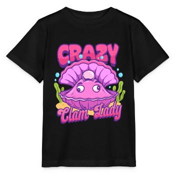 Muschelsammler Muscheln Crazy Clam Lady - Stanley/Stella Kinder T-Shirt MINI CREATOR  - Schwarz - Vorne - Mikhail (115cm)