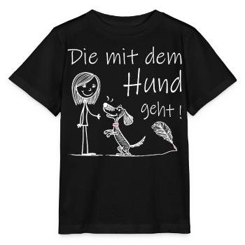 Who goes with the dog! - Stanley/Stella MINI CREATOR Kids’ T-Shirt - black - Front - Mikhail (115cm)