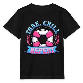 River Tubing Inner Tubing Tube Chill Repeat - Stanley/Stella MINI CREATOR Kids’ T-Shirt - black - Front - Mikhail (115cm)