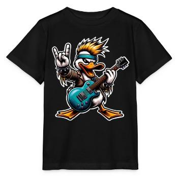 Ente Rock and Roll Gitarrist - Stanley/Stella Kinder T-Shirt MINI CREATOR  - Schwarz - Vorne - Mikhail (115cm)