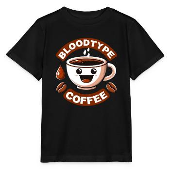 Groupe sanguin café dessin animé cadeau - T-shirt bio MINI CREATOR Stanley/Stella Enfant - noir - Devant - Mikhail (115cm)