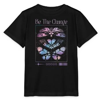 Be The Change – Schmetterlings-Transformation - Stanley/Stella Kinder T-Shirt MINI CREATOR  - Schwarz - Vorne - Mikhail (115cm)