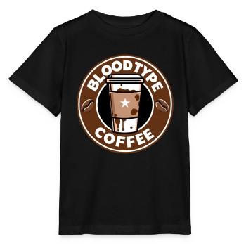 Groupe sanguin café dessin animé cadeau - T-shirt bio MINI CREATOR Stanley/Stella Enfant - noir - Devant - Mikhail (115cm)