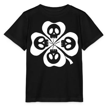 Totenköpfe und weißes vierblättriges Kleeblatt - Stanley/Stella Kinder T-Shirt MINI CREATOR  - Schwarz - Vorne - Mikhail (115cm)