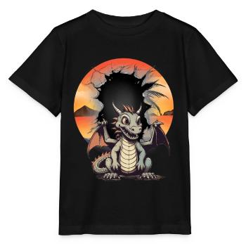 Dragon Enfant Enfants Dragon Créature Mythique Fable - T-shirt bio MINI CREATOR Stanley/Stella Enfant - noir - Devant - Mikhail (115cm)