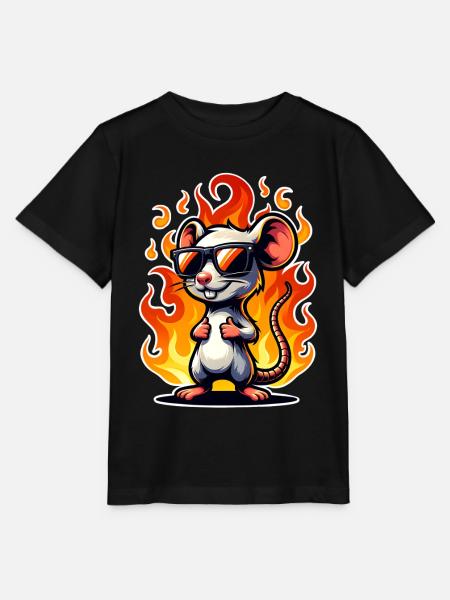 Maus Flamme - Stanley/Stella Kinder T-Shirt MINI CREATOR  - Schwarz