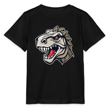 Der Kopf eines gefährlich aussehenden Dinosauriers - Stanley/Stella Kinder T-Shirt MINI CREATOR  - Schwarz - Vorne - Mikhail (115cm)