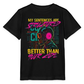 Les phrases du linguiste computationnel valent mieux que le code - T-shirt bio MINI CREATOR Stanley/Stella Enfant - noir - Devant - Mikhail (115cm)