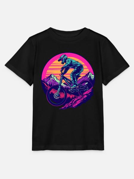 Mountainbiken Vaporwave - Stanley/Stella Kinder T-Shirt MINI CREATOR  - Schwarz