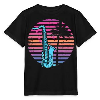 90s Saxophone - Stanley/Stella MINI CREATOR Kids’ T-Shirt - black - Front - Mikhail (115cm)