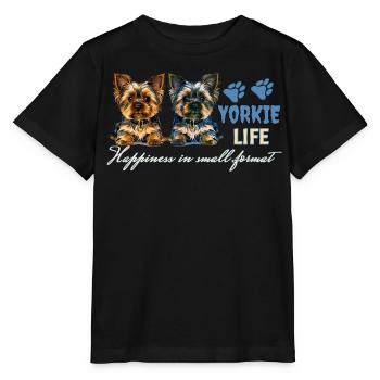 Yorkie-Welpen - Stanley/Stella Kinder T-Shirt MINI CREATOR  - Schwarz - Vorne - Mikhail (115cm)