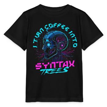 Linguiste informaticien Je transforme le café en arbres de syntaxe - T-shirt bio MINI CREATOR Stanley/Stella Enfant - noir - Devant - Mikhail (115cm)