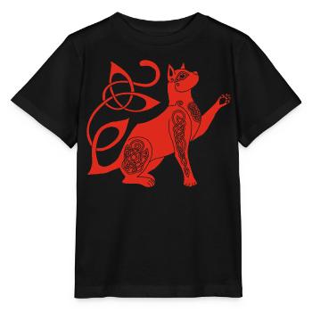 Chat rouge celte - T-shirt bio MINI CREATOR Stanley/Stella Enfant - noir - Devant - Mikhail (115cm)