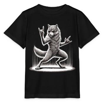 Rocking Wolf – Sauvage et libre - T-shirt bio MINI CREATOR Stanley/Stella Enfant - noir - Devant - Mikhail (115cm)