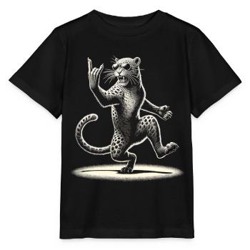 Rockiger Leopard – Wild & Laut - Stanley/Stella Kinder T-Shirt MINI CREATOR  - Schwarz - Vorne - Mikhail (115cm)