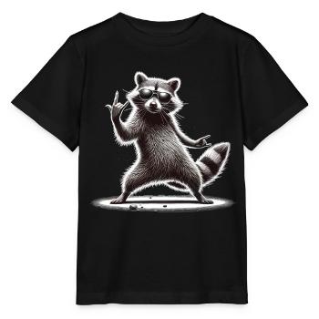 Rock-Waschbär – Metal und Coolness - Stanley/Stella Kinder T-Shirt MINI CREATOR  - Schwarz - Vorne - Mikhail (115cm)