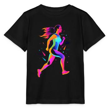 Runner Girl Retrowave - Stanley/Stella MINI CREATOR Kids’ T-Shirt - black - Front - Mikhail (115cm)