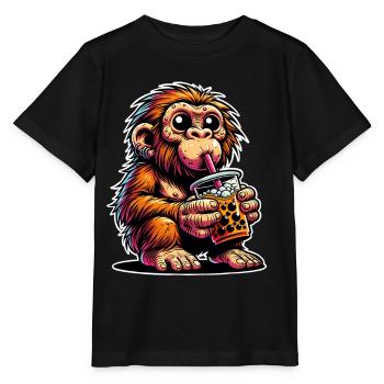 Thé à bulles de Néandertal - T-shirt bio MINI CREATOR Stanley/Stella Enfant - noir - Devant - Mikhail (115cm)