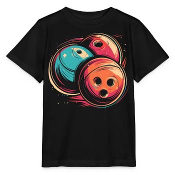 Boules de bowling Synthwave - T-shirt bio MINI CREATOR Stanley/Stella Enfant - noir - Devant - Mikhail (115cm)