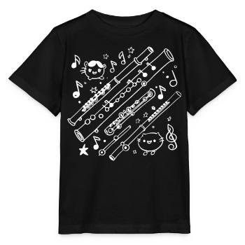 Flöte Cartoon Look - Stanley/Stella Kinder T-Shirt MINI CREATOR  - Schwarz - Vorne - Mikhail (115cm)