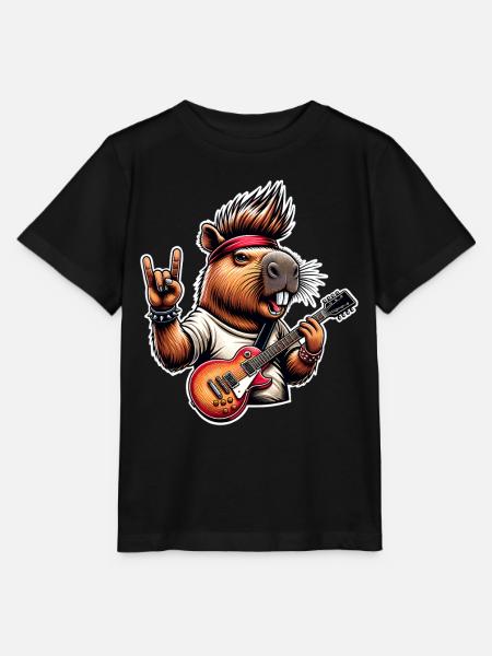 Capybara Rock and Roll Gitarrist - Stanley/Stella Kinder T-Shirt MINI CREATOR  - Schwarz