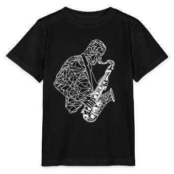 Saxophonist Zeichnung - Stanley/Stella Kinder T-Shirt MINI CREATOR  - Schwarz - Vorne - Mikhail (115cm)