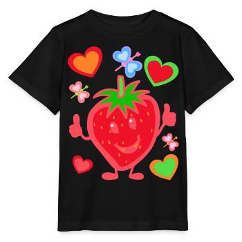 Erdbeere Erdbeer Kinder Kind Sommerzeit - Stanley/Stella Kinder T-Shirt MINI CREATOR  - Schwarz - Vorne - Mikhail (115cm)