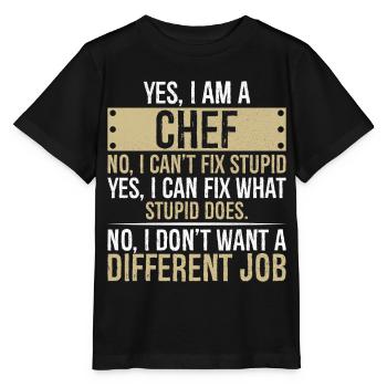 je suis CHEF non je ne peux pas réparer stupide je peux réparer - T-shirt bio MINI CREATOR Stanley/Stella Enfant - noir - Devant - Mikhail (115cm)