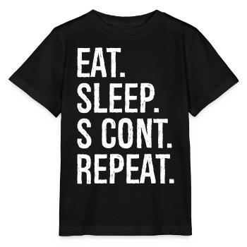 eat sleep s cont repeat - Stanley/Stella Kinder T-Shirt MINI CREATOR  - Schwarz - Vorne - Mikhail (115cm)
