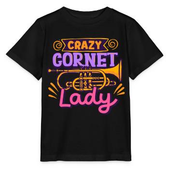 Kornett Kornettspieler Crazy Cornet Lady - Stanley/Stella Kinder T-Shirt MINI CREATOR  - Schwarz - Vorne - Mikhail (115cm)