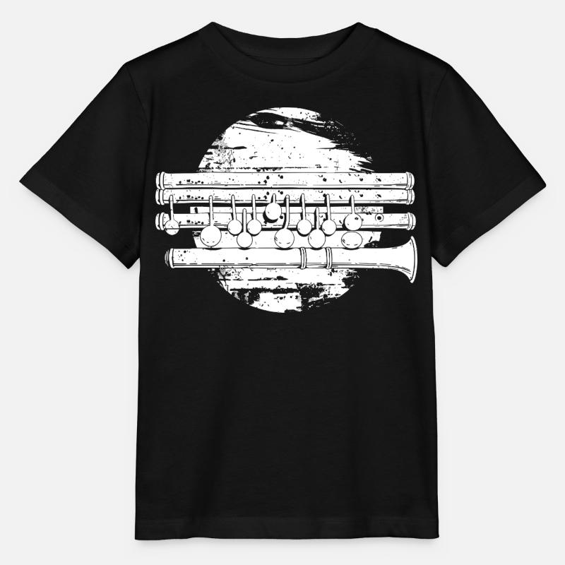 Dessin de flûte traversière - T-shirt bio MINI CREATOR Stanley/Stella Enfant - noir