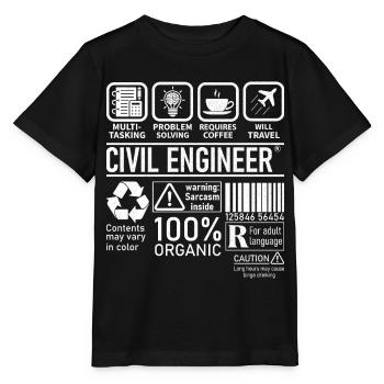 Civil Engineer multi tasking problem solving - Stanley/Stella MINI CREATOR Kids’ T-Shirt - black - Front - Mikhail (115cm)