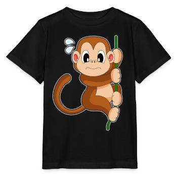 Affe Liane Dschungel - Stanley/Stella Kinder T-Shirt MINI CREATOR  - Schwarz - Vorne - Mikhail (115cm)