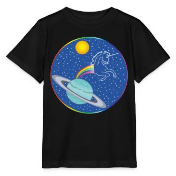 Regenbogen-Einhorn - Stanley/Stella Kinder T-Shirt MINI CREATOR  - Schwarz - Vorne - Mikhail (115cm)