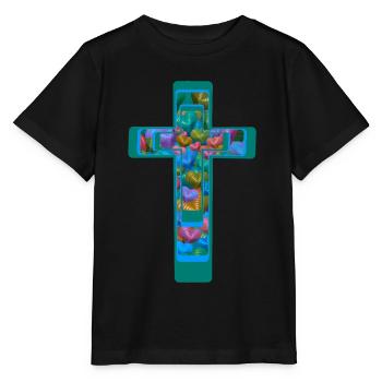 Croix Crucifix Croix Coeurs - T-shirt bio MINI CREATOR Stanley/Stella Enfant - noir - Devant - Mikhail (115cm)